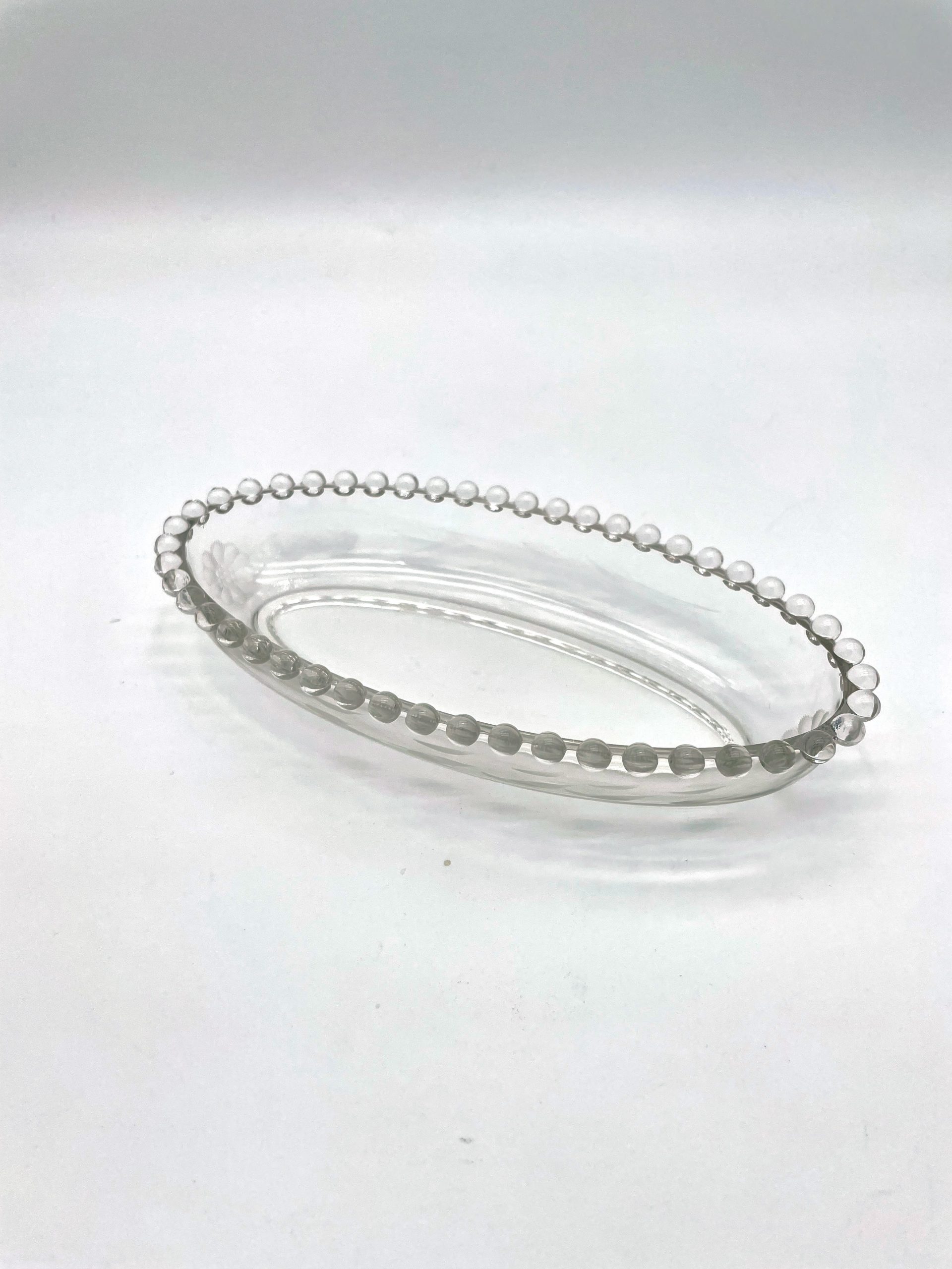 Vintage Oval Empire Glass Candlewick Glass serving platter balls around